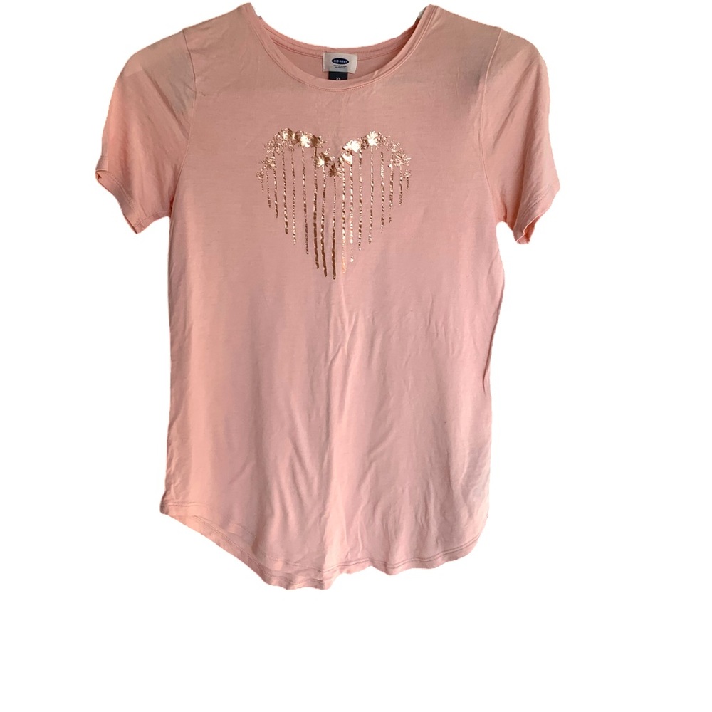 Old Navy Blush Pink Palm Tree Heart Tee. XS